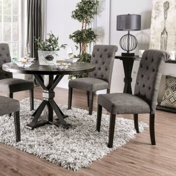 Alfred 5 Pc Dining Table Set – Antique Black & Ivory Rustic Dining Set