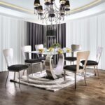 Roxo 5 Pc Dining Table Set – Silver & Black Contemporary Glass Dining Set