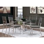 Orla 7 Pc Dining Table Set – Silver & Black Contemporary Glass Dining Set