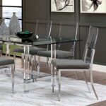 Orla 7 Pc Dining Table Set – Silver & Black Contemporary Glass Dining Set