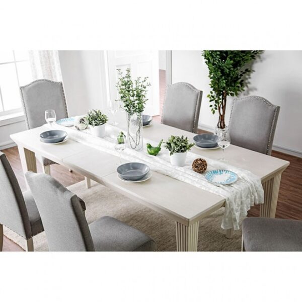 Daniella 7 Pc Dining Table Set – Antique White & Gray Transitional Dining