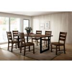 Dulce 7 Pc Dining Table Set – Walnut & Black Industrial Dining Set