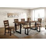 Dulce 7 Pc Dining Table Set – Walnut & Black Industrial Dining Set