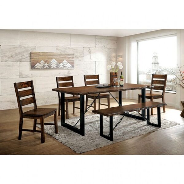 Dulce 7 Pc Dining Table Set – Walnut & Black Industrial Dining Set