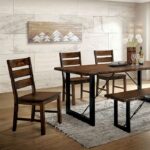 Dulce 7 Pc Dining Table Set – Walnut & Black Industrial Dining Set