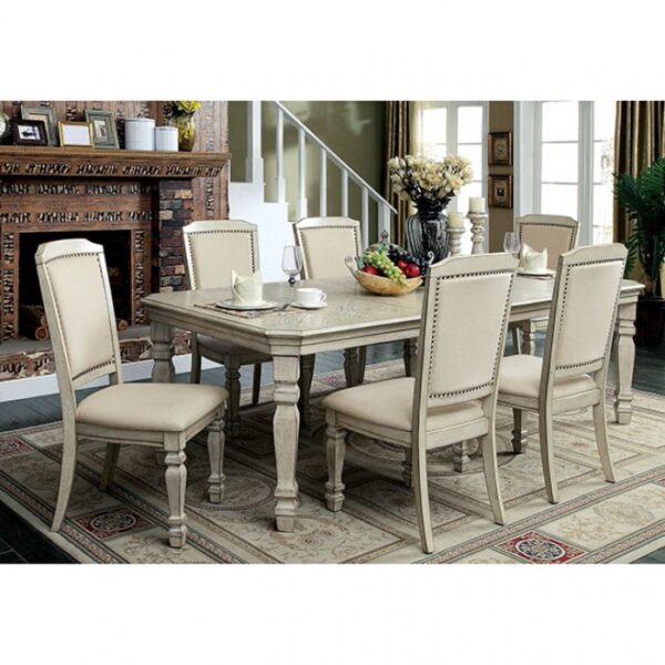 Holcroft 9 Pc Dining Table Set – Antique White & Ivory Transitional Dining