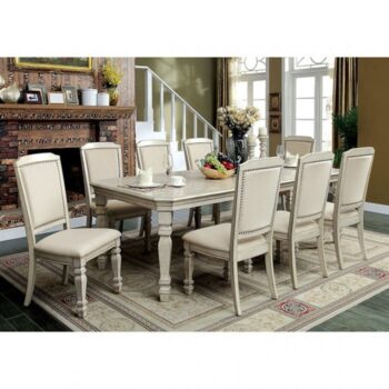 Holcroft 9 Pc Dining Table Set – Antique White & Ivory Transitional Dining