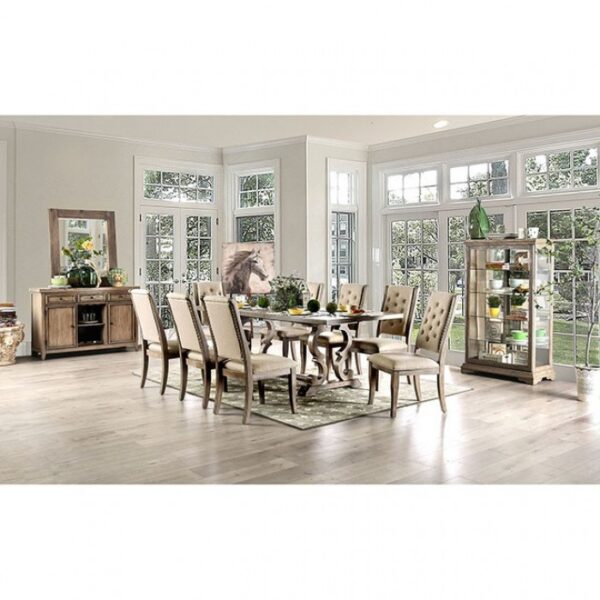 Patience 9 Pc Dining Table Set – Rustic Natural Tone & Beige
