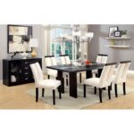 Luminar 7 Pc Dining Table Set – Black Contemporary LED Dining Set