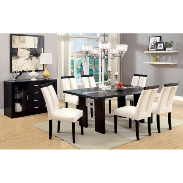 Luminar 7 Pc Dining Table Set – Black Contemporary LED Dining Set
