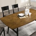 Oberwil 7 Pc Dining Table Set – Antique Oak & Black Mid-Century Modern