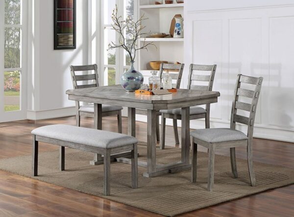 Laquila 7 Pc Dining Table Set – Gray Rustic Dining Collection