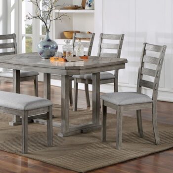 Laquila 7 Pc Dining Table Set – Gray Rustic Dining Collection