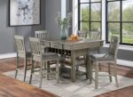 Anaya 7 Pc Counter Height Dining Table Set – Gray Storage Dining Set