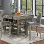 Anaya 7 Pc Counter Height Dining Table Set – Gray Storage Dining Set
