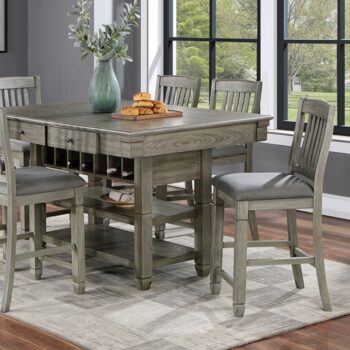 Anaya 7 Pc Counter Height Dining Table Set – Gray Storage Dining Set