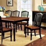 Mayville 9 Pc Dining Table Set – Black & Antique Oak Transitional Dining
