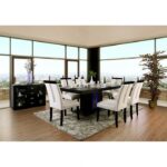 Evangeline 7 Pc Dining Table Set – Black & Beige Contemporary LED Dining