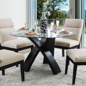 Jasmin 5 Pc Dining Table Set – Contemporary Glass Dining | Furniture of America