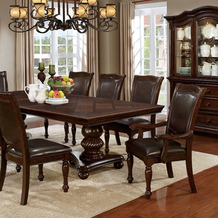 Alpena 9 Pc Dining Table Set Transitional By Furniture Of America | Mobilia Cleopatra 3 Alpena 9 Pc Dining Table Set – Brown Cherry Transitional Dining