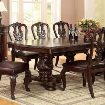 Bellagio 9 Pc Dining Table Set – Brown Cherry Traditional Dining
