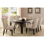 Sania 6 Pc Dining Table Set w/ Bench – Antique Black Rustic Farmhouse