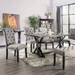 Alfred 6 Pc Dining Table Set w/ Bench – Antique Black Rustic