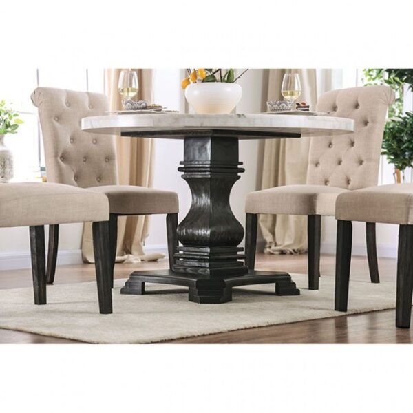 Elfredo 5 Pc Dining Table Set – White & Antique Black Rustic Dining