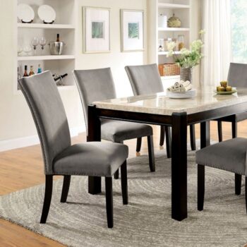 Gladstone 7 Pc Dining Table Set – Dark Walnut & Ivory Transitional Dining