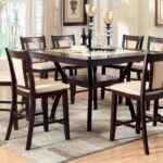 Brent 7 Pc Counter Height Table Set – Dark Cherry & Ivory Transitional Dining
