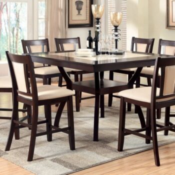 Brent 7 Pc Counter Height Table Set – Dark Cherry & Ivory Transitional Dining