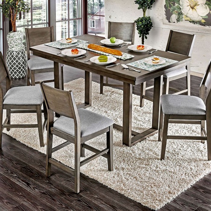 Anton 7 Pc Counter Ht Table Set Contemporary By Furniture Of America | Mobilia Cleopatra 3 Anton 7 Pc Counter Height Table Set – Gray Transitional Dining