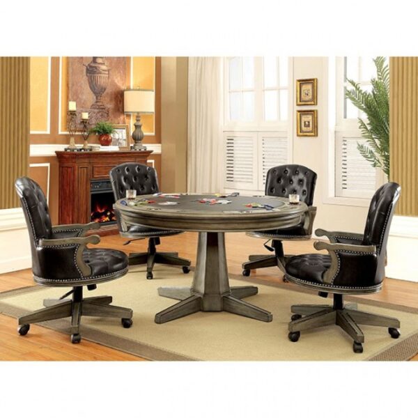 Yelena 5 Pc Dining & Game Table Set – Gray Transitional