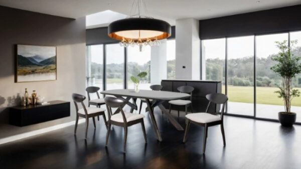 Sargans 7 Pc Dining Table Set – Black Wenge Mid-Century Modern