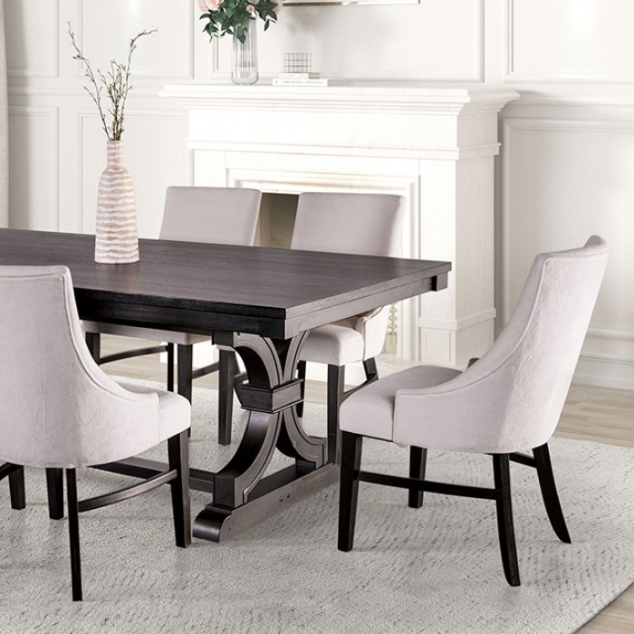 Gosport 7 Pc Dining Table Set Transitional By Furniture Of America | Mobilia Cleopatra 3 Gosport 7 Pc Dining Table Set – Black Transitional Dining