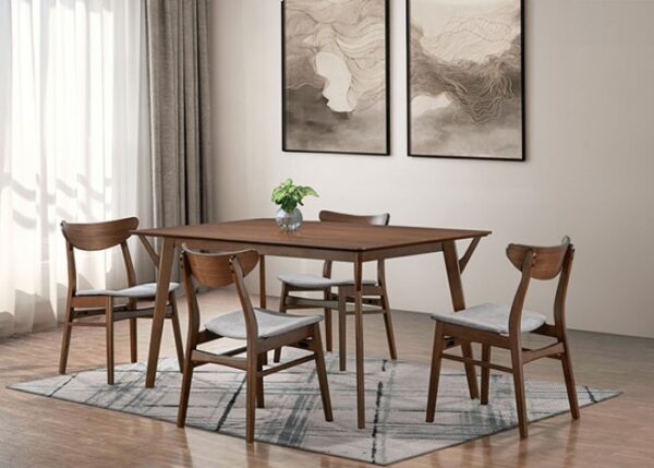 Skien 5 Pc Dining Table Set – Walnut Mid-Century Modern Dining