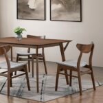 Skien 5 Pc Dining Table Set – Walnut Mid-Century Modern Dining