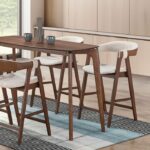Ebikon 5 Pc Counter Height Table Set – Walnut Mid-Century Modern