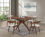 Ebikon 5 Pc Dining Table Set – Walnut Mid-Century Modern