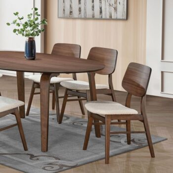 Narvik 7 Pc Dining Table Set – Walnut Mid-Century Modern