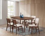 Uzwil 7 Pc Dining Table Set – Walnut Mid-Century Modern