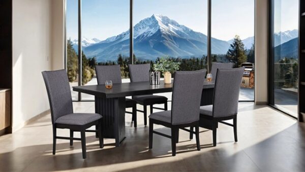 Easingwold 7 Pc Dining Table Set – Black Modern Contemporary Dining Set