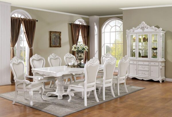 Manzanita 9 Pc Dining Table Set – White Traditional Dining Set