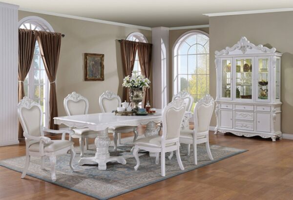 Manzanita 9 Pc Dining Table Set – White Traditional Dining Set