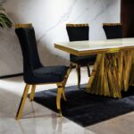 Basilicata 7 Pc Dining Table Set – Gold Glam Dining Set
