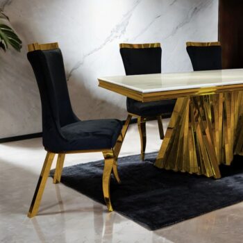 Basilicata 7 Pc Dining Table Set – Gold Glam Dining Set