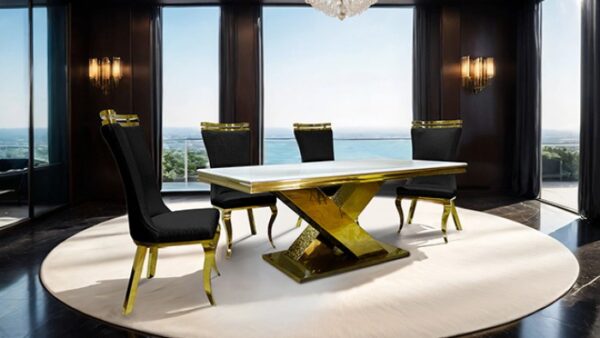 Basilicata 7 Pc Dining Table Set – Chrome Glam Dining Set