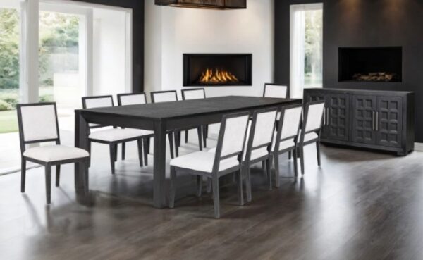 Hatton Cross 9 Pc Dining Table Set – Weathered Black Modern Contemporary Dining
