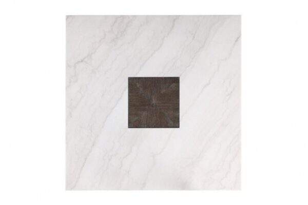 Grasten 7 Pc Dining Table Set – Marble Top with Swivel Boucle Chairs, Dark Walnut