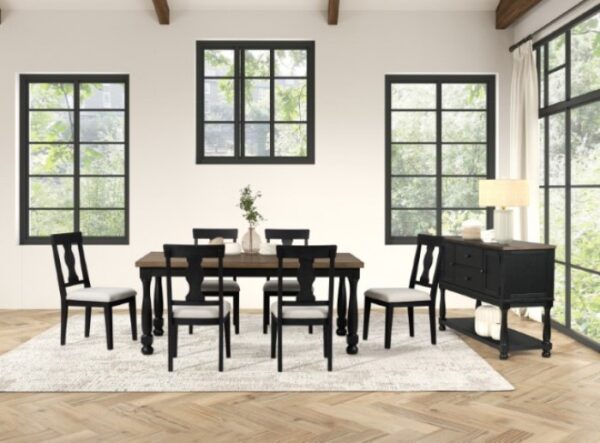 Neue Mills 7 Pc Dining Table Set – Modern Farmhouse Black Dining Set